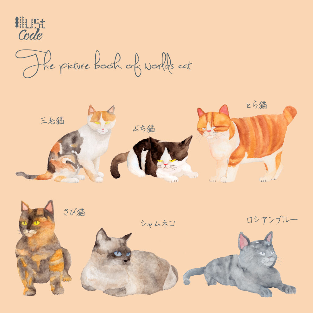 世界のネコからうちの子を探したくなるファブリックパネル 小 Illustcode イラ