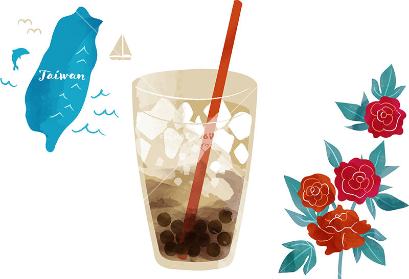 かき氷 タピオカミルクティ 台湾 花 イラストデータ Illust Download