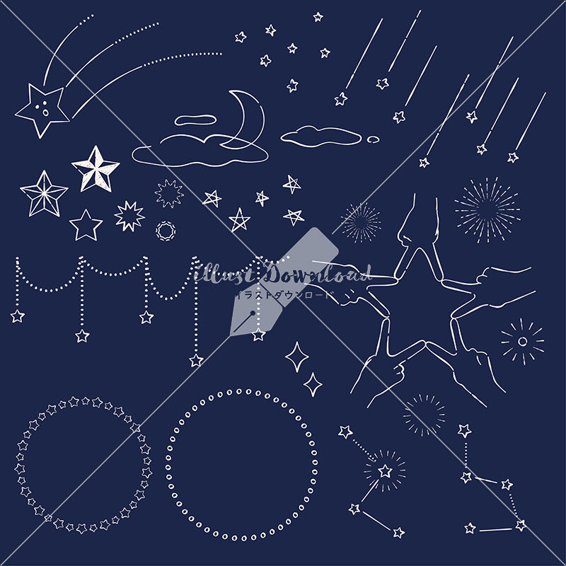 星 あしらい ペン画 手書き 黒板 Illust Download
