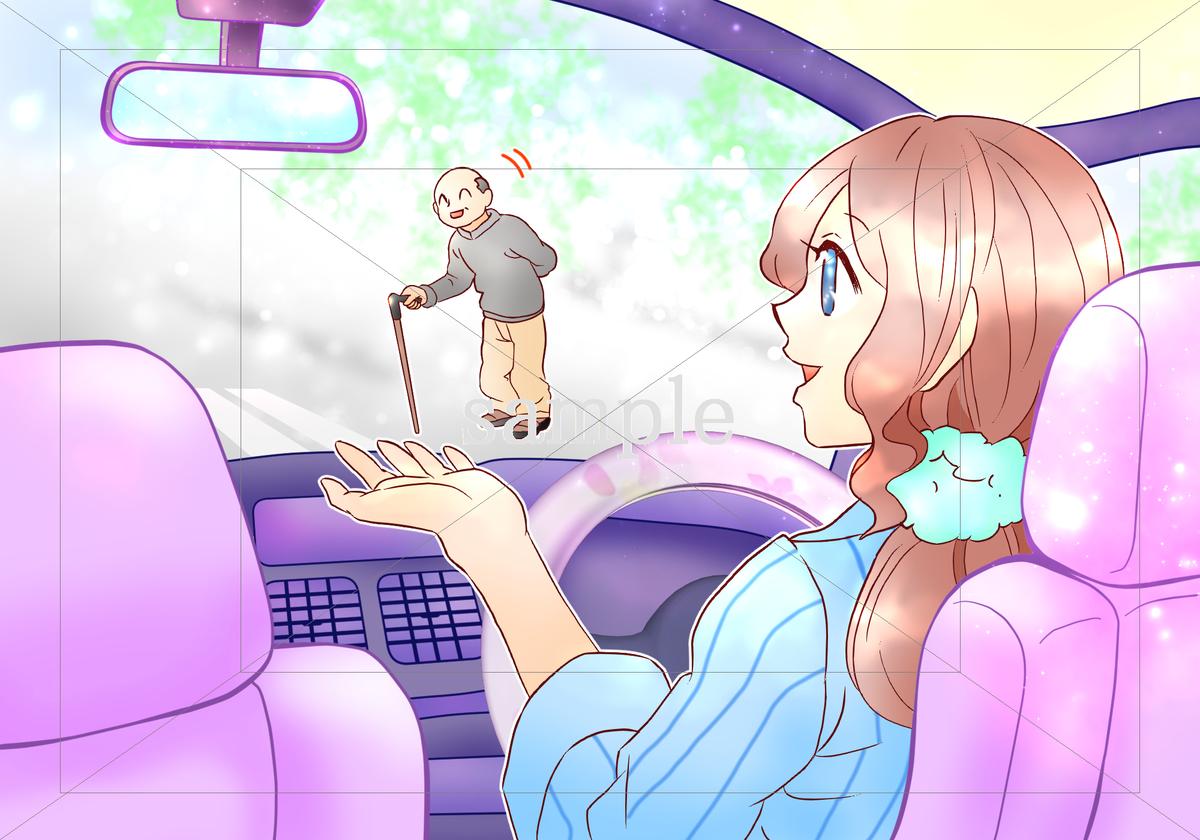 車の運転で歩行者を優先している女性のイラスト素材 フォトとイラスト素材のフォトイラ 車の運転で歩行者を優先している女性のイラスト素材 フォトとイラスト素材のフォトイラ
