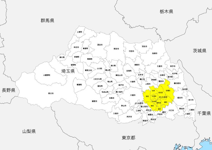 埼玉県 市区町村別 白地図 Pdfデータ 地図素材をダウンロードにて販売するお店 今八商店