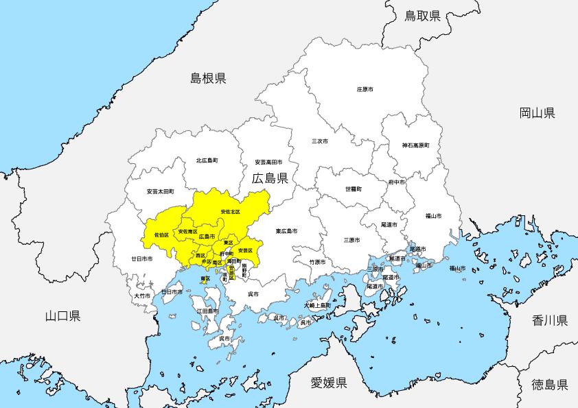広島県 市区町村別 白地図 Pdfデータ 地図素材をダウンロードにて販売するお店 今八商店