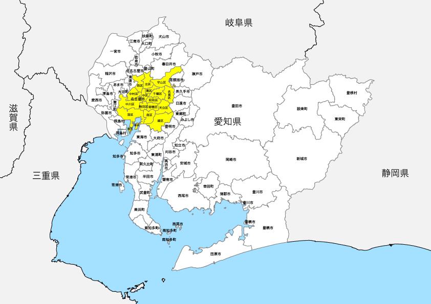 愛知県 市区町村別 白地図データ Eps 地図素材をダウンロードにて販売するお店 今八商店