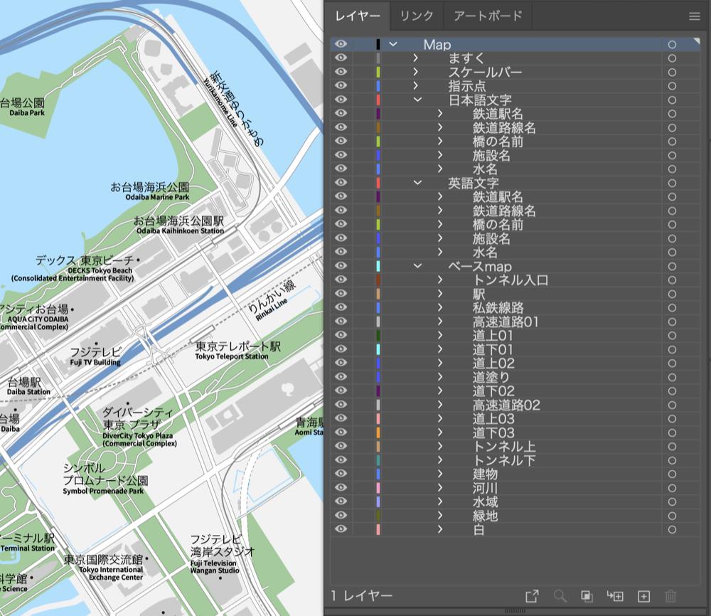 東京 お台場 ベクター地図データ Eps 日本語 英語 並記版 地図素材をダウンロードに