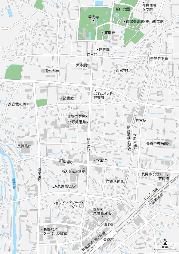 長野 長野駅周辺 マップ Pdfデータ 地図素材をダウンロードにて販売するお店 今八商店
