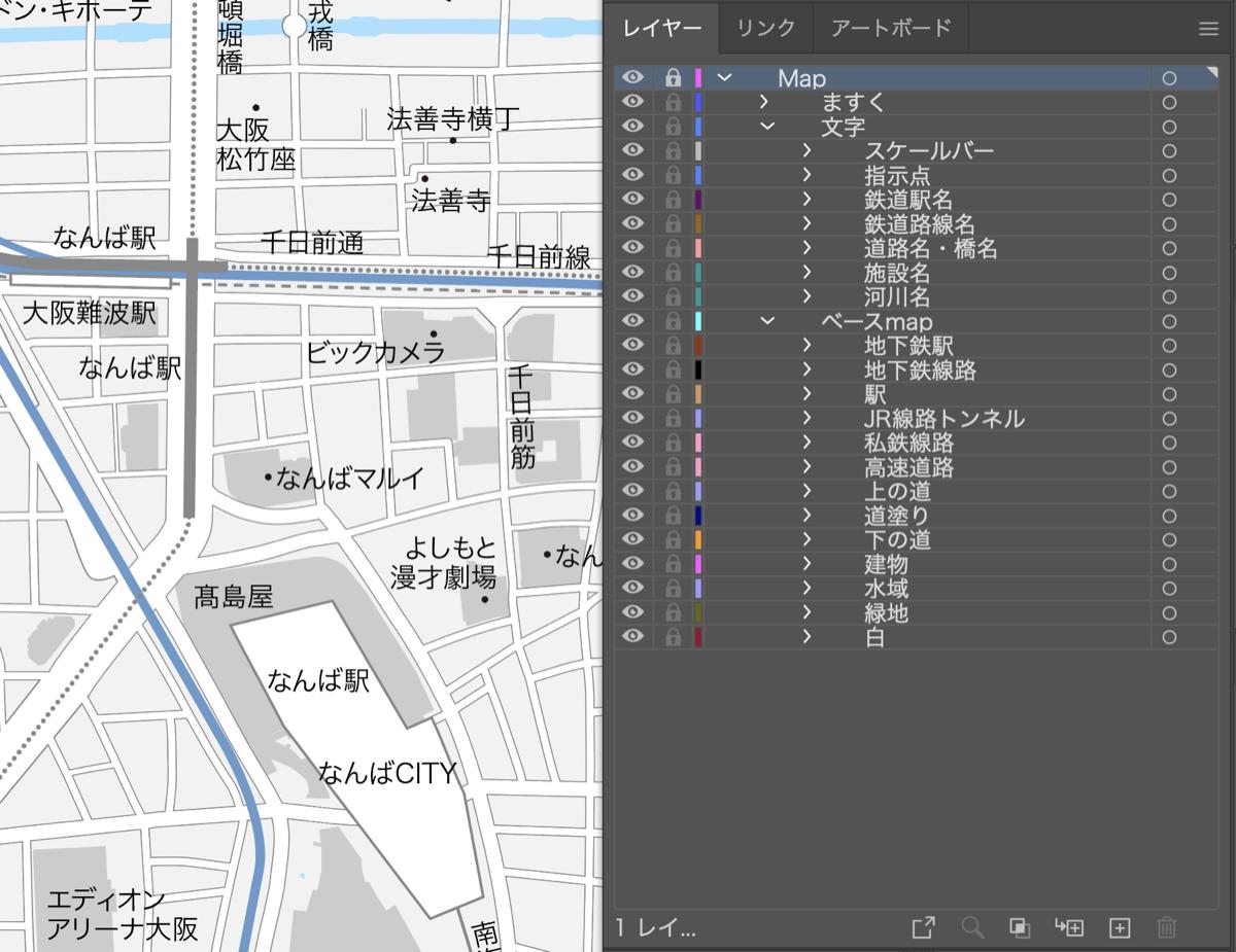大阪 なんば 心斎橋 ベクター地図データ Eps 日本語 地図素材をダウンロードにて販売