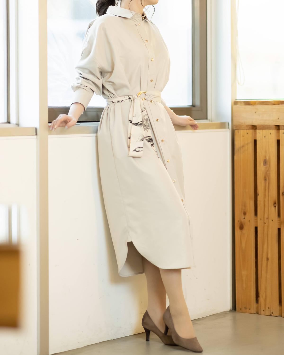 ベルト付きシャツワンピース Is Amulet