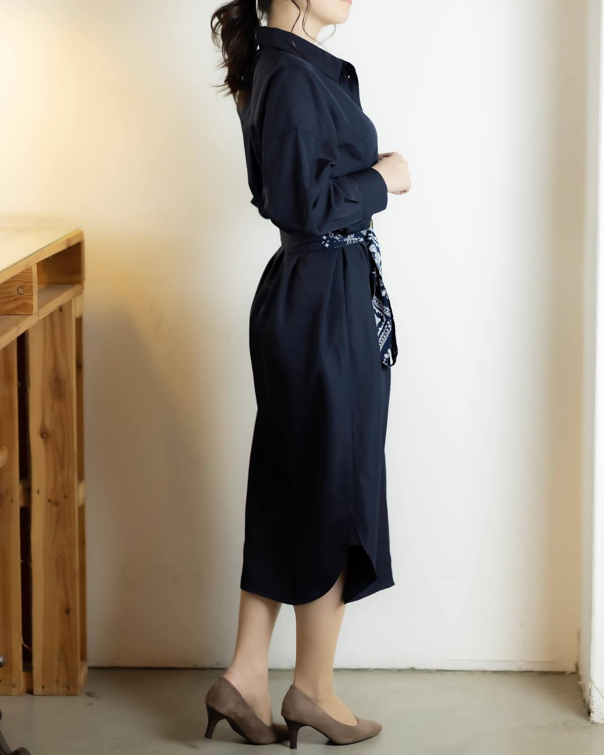 ベルト付きシャツワンピース Is Amulet