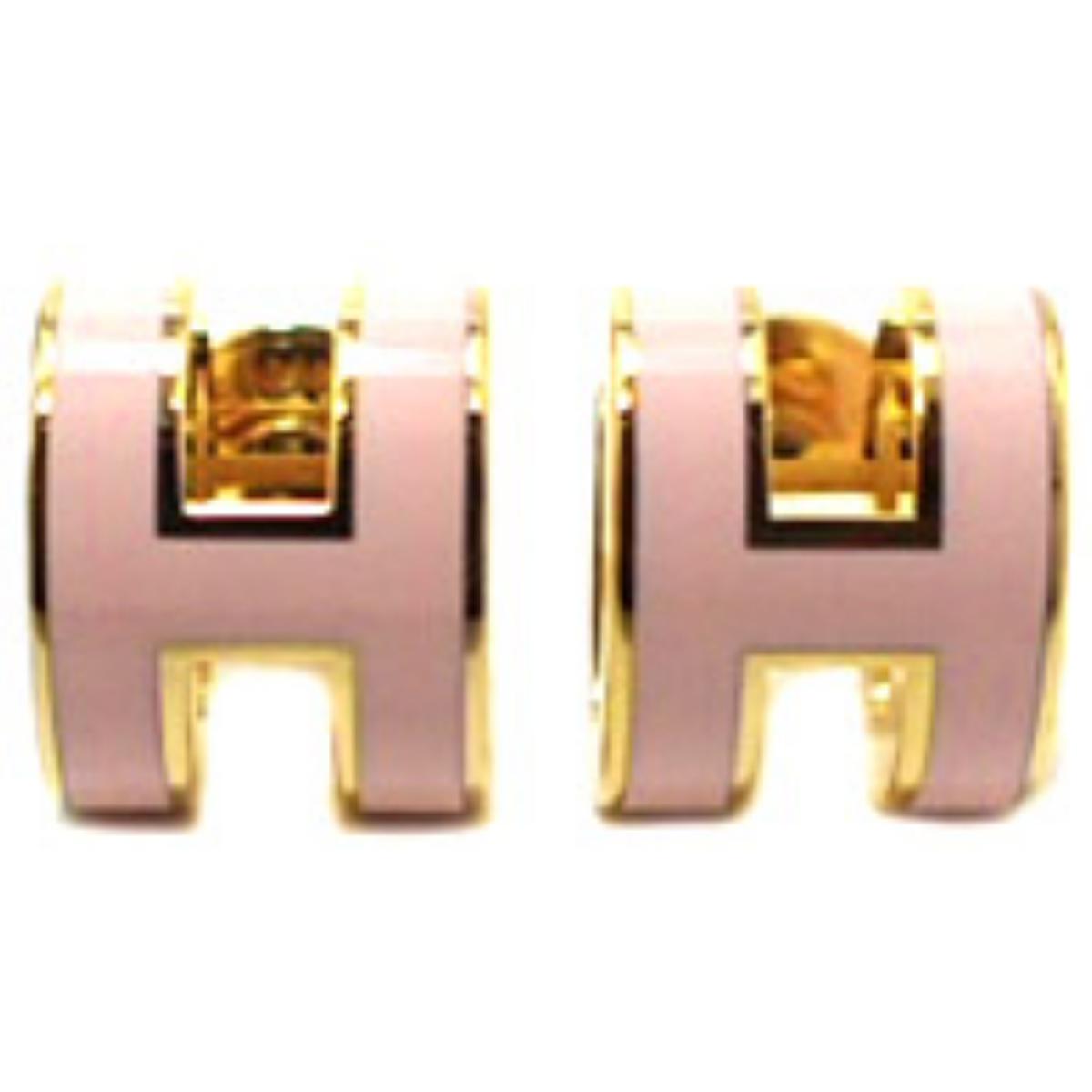 HERMEエルメス ミニポップHピアスROSE DRAGEE GOLD色金具 H608002F...