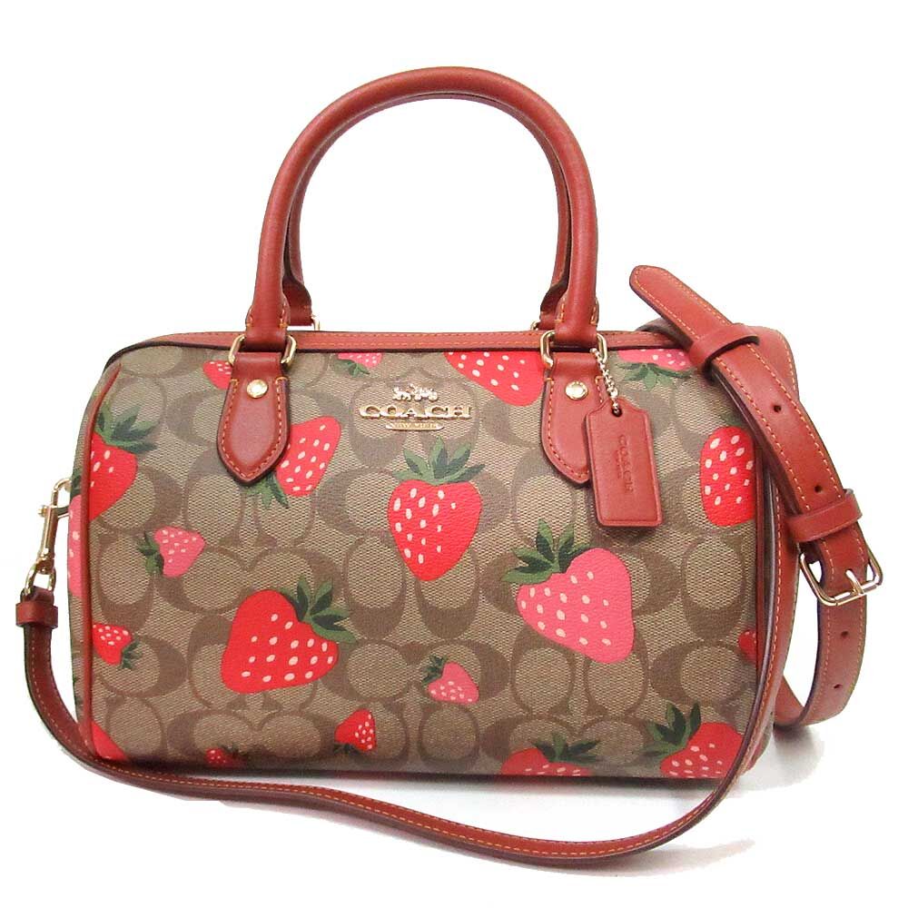 コーチ ハンドバッグ COACH シグネチャー ワイルドストロベリー プリント ローワンサッチェル 2WAY ボストンバッグ CH511 IME7V