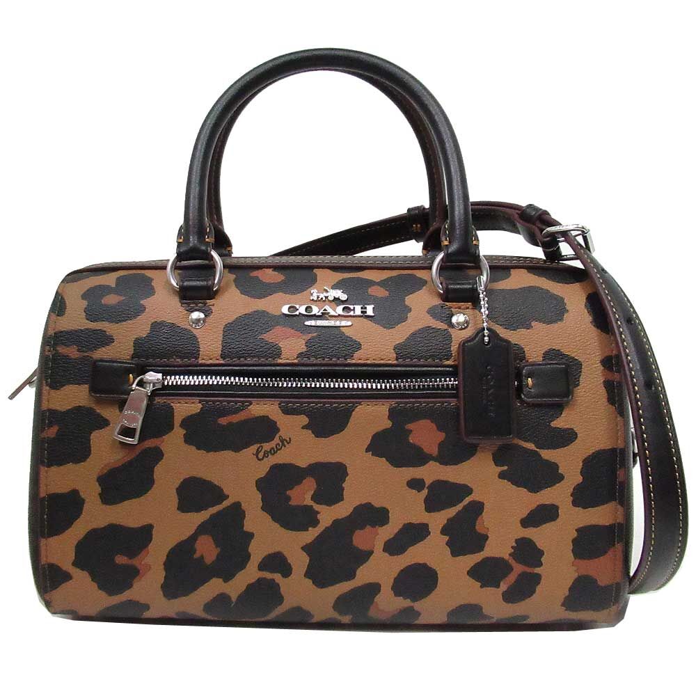 COACH レオパード ローアン サッチェル シグネチャー レザー ハンドバッグ COACH コーチ ローアンサッチェルシグネチャー レオパード