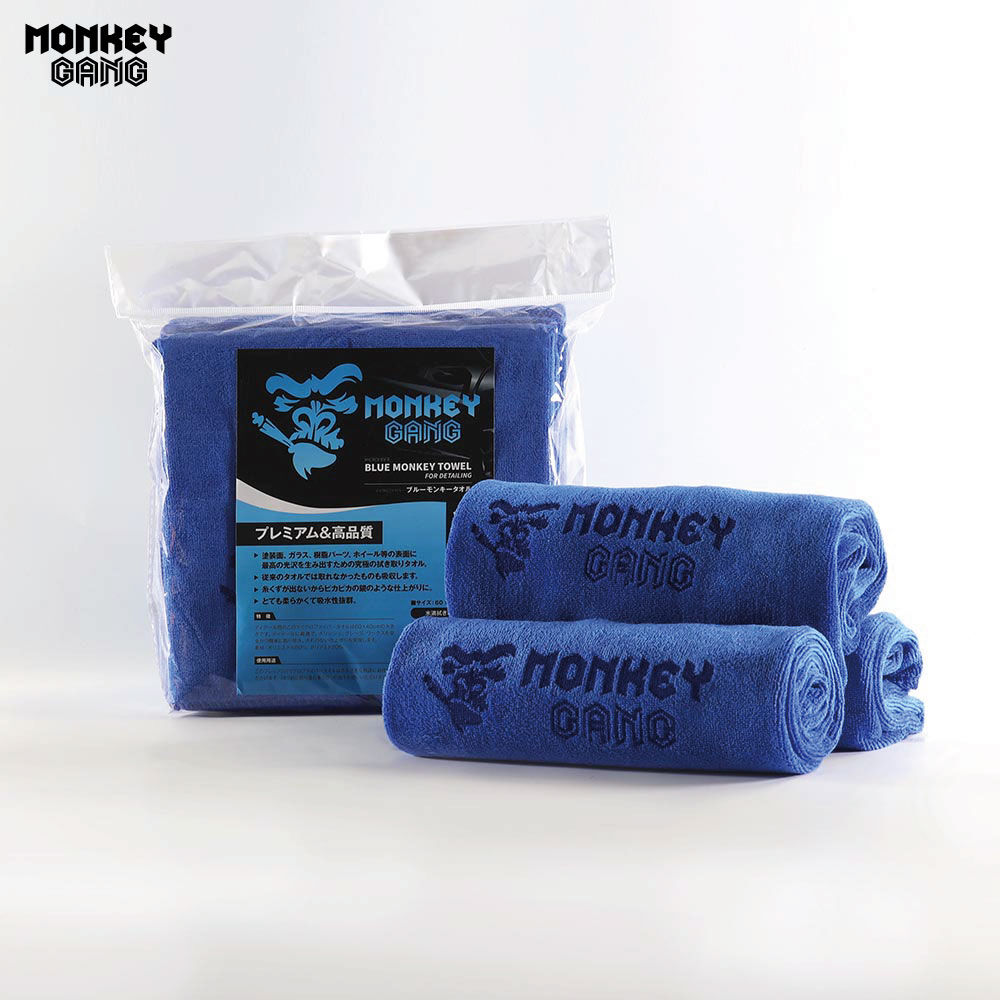 Monkey Gang ブルーモンキータオル 水滴 ワックス拭き取り用 3枚入り Spas Monkey Gang ブルーモンキータオル 水滴 ワックス拭き取り用 3枚入り Spas