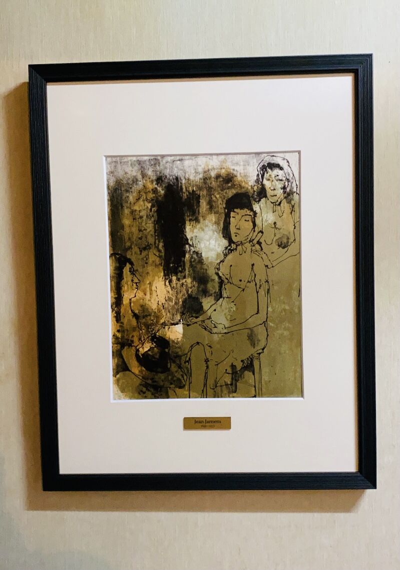 ジャン・ジャンセン（Jean Jansem）「母子像」紙 リトグラフ 鉛筆