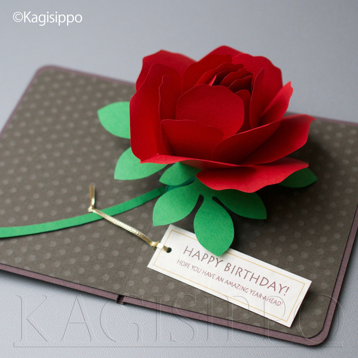 ダウンロード版の型紙 赤い薔薇 ポップアップカード Pdf Kagisippo