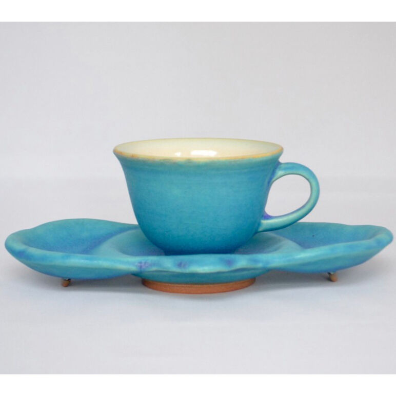 大嶺工房 ペルシャブルー カップ&ソーサー 大嶺工房 やちむん コーヒーカップ&ソーサー（小皿）ペルシャブルー