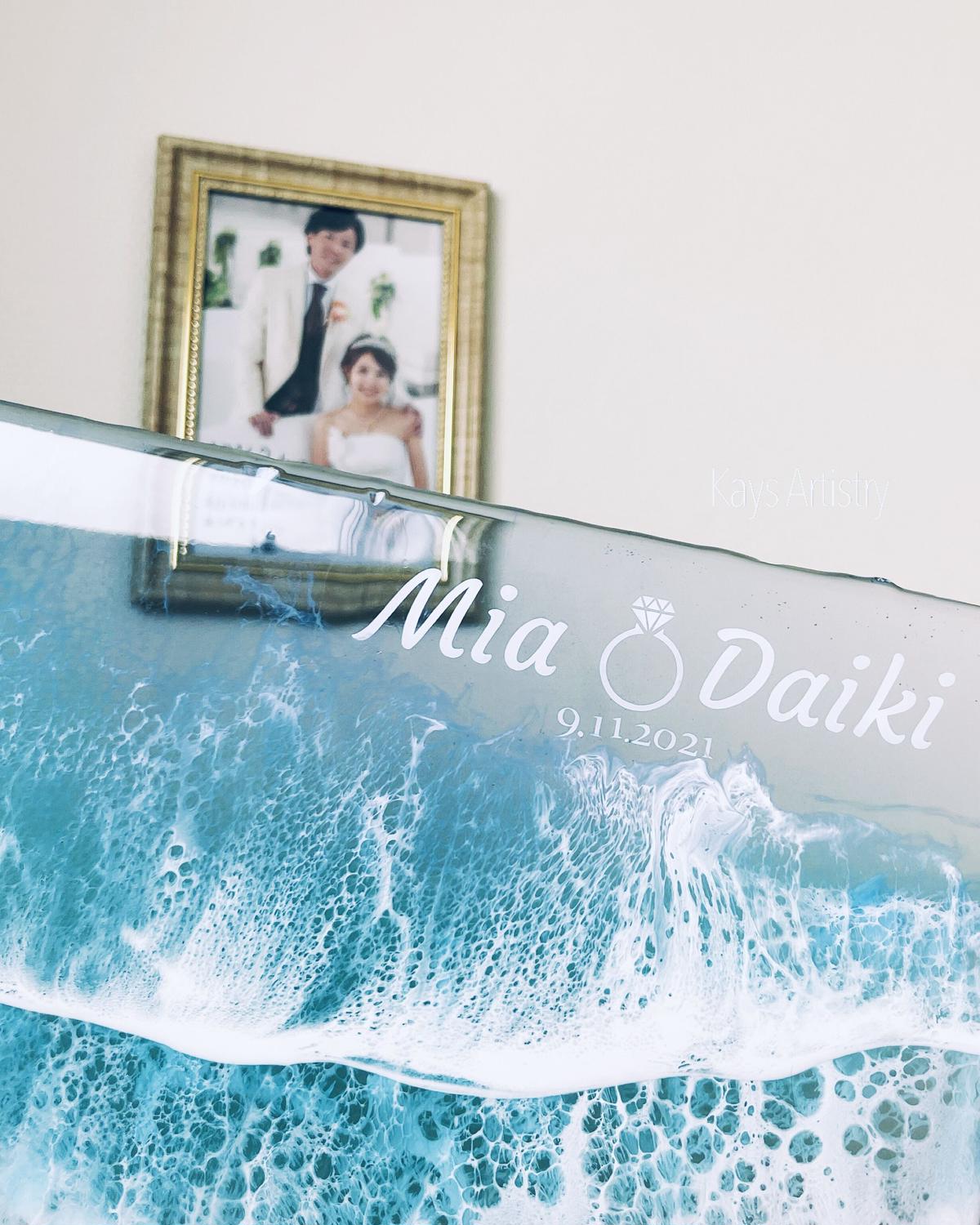 レジンアート【波のクリアパネル】受注制作/アクリルパネル海アート