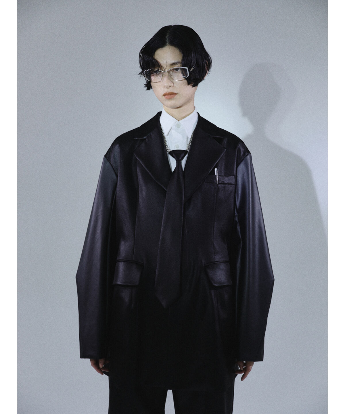 kishidamiki chain tie white stripe