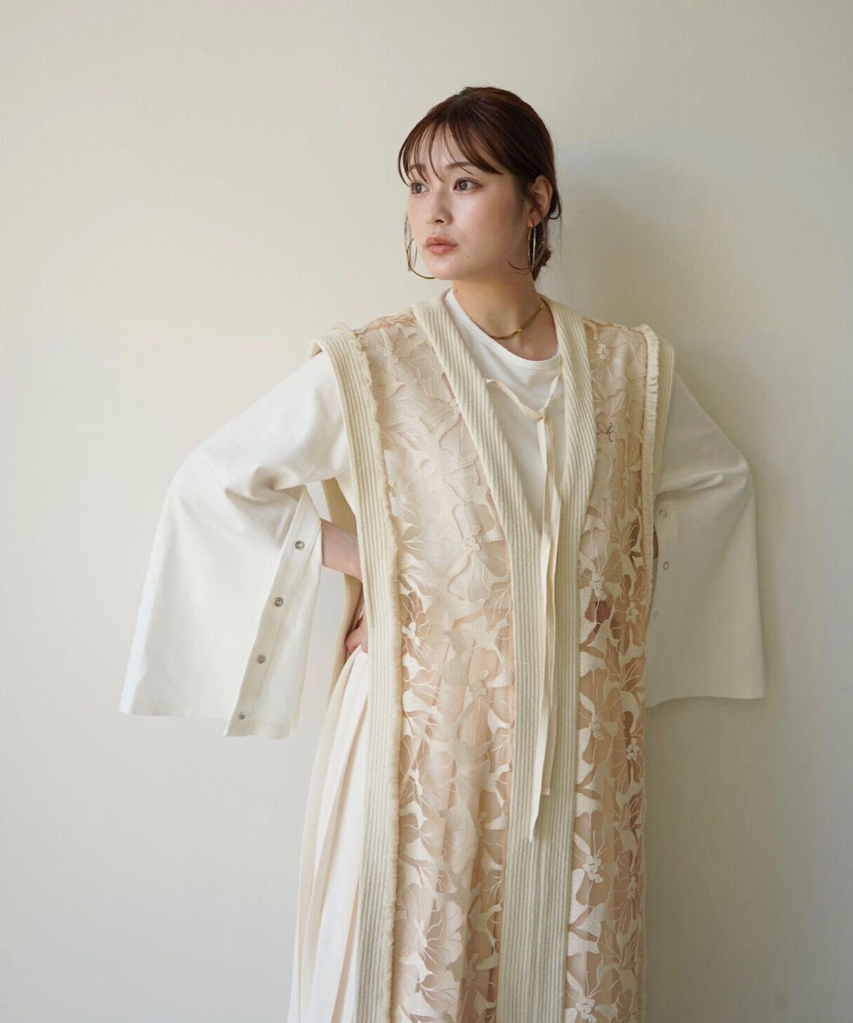 Acka fringe flower long vest サイズ2 Acka fringe flower long vest サイズ2 Acka fringe flower long vest