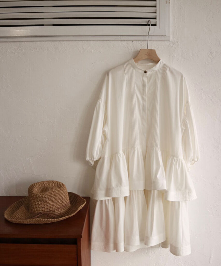 ACKA frill shirt one-piece