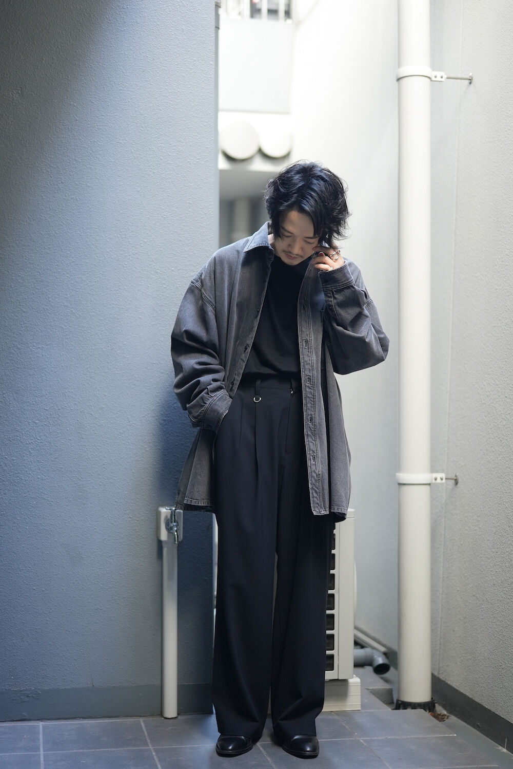 MBハイエンド尾州ウールハイウエストワイドスラックス | MB -there is