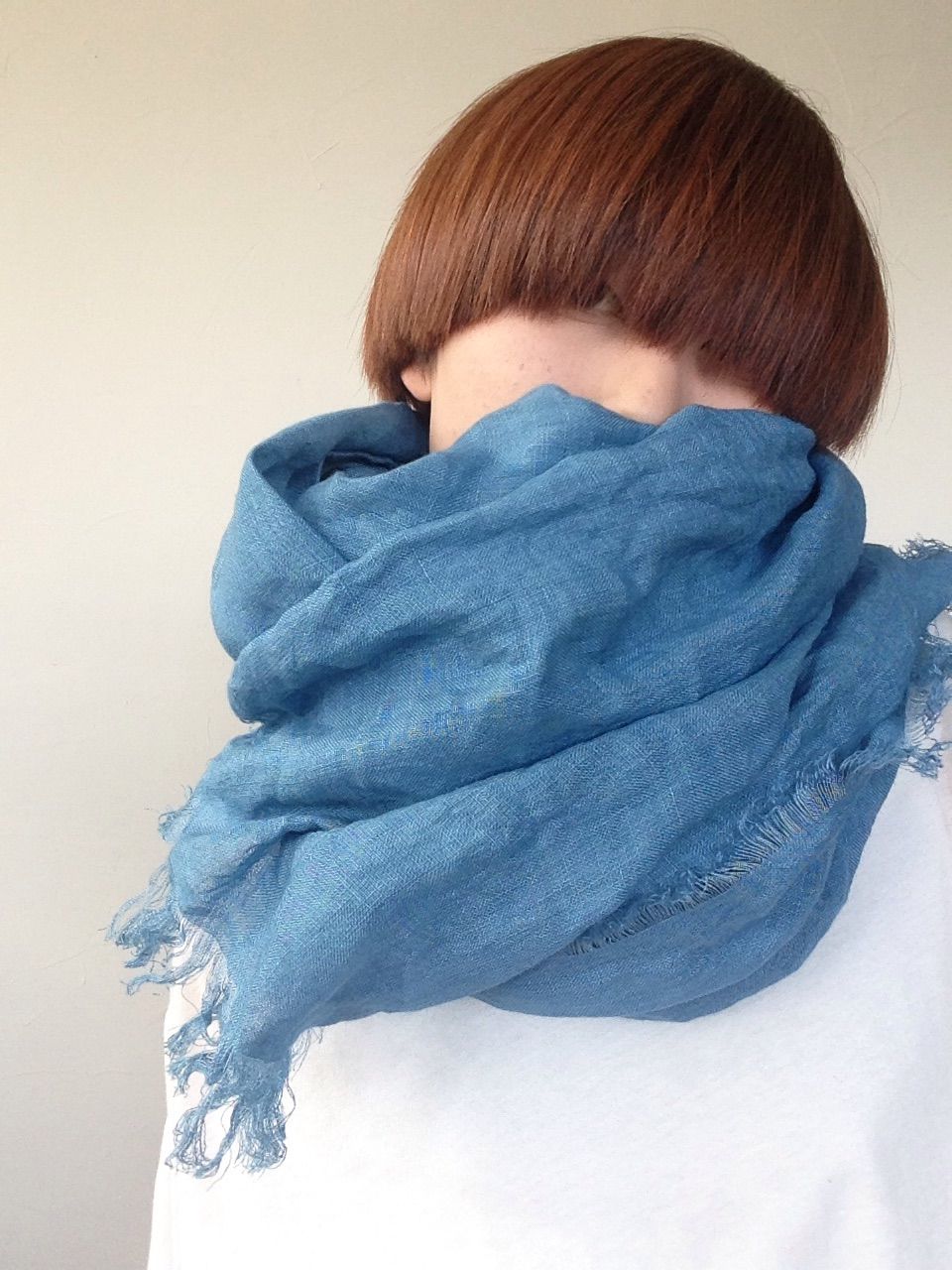 あおもり藍 コラボ 育てるリネンストール 空色 Komo