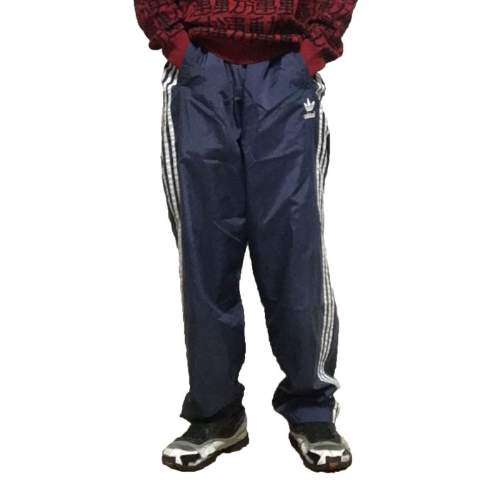 【USED】90'S ADIDAS NYLON TRACK PANTS NAVY KONBINI