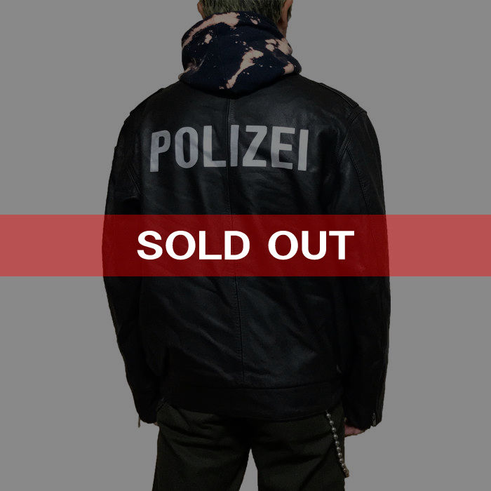 【USED】GERMAN POLICE LEATHER JACKET BLACK KONBINI