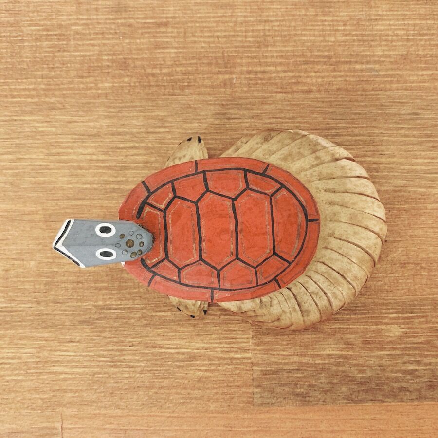 逸品明治期頃？一刀彫亀人形木彫彩色おたかぽっぽ笹野郷土人形郷土玩具