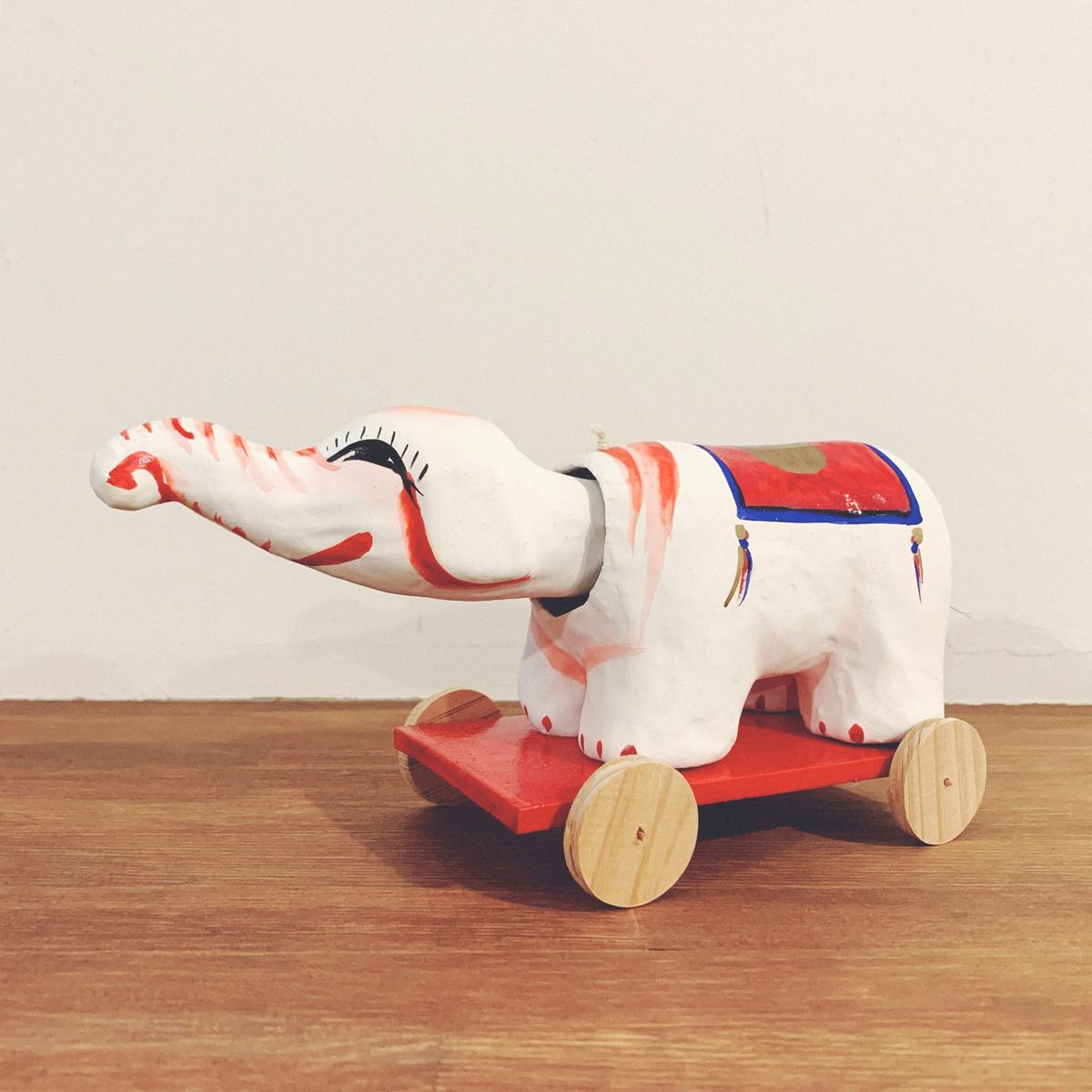 郷土玩具 浜松張子（故・二橋加代子 作） 【象 車】【招き猫】