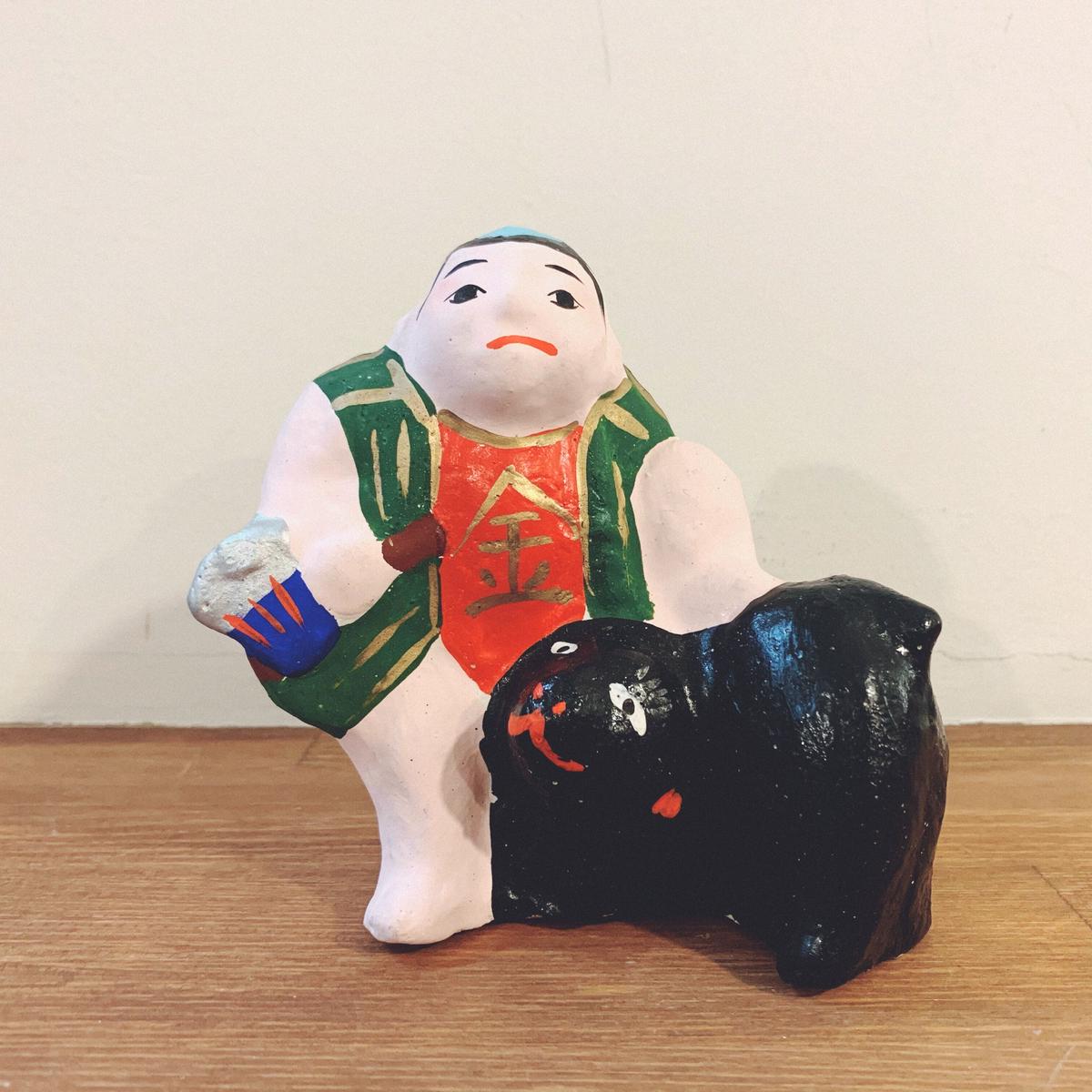 土人形　花巻土人形　明治期　温公甕割り 花巻人形 江戸時代 蔵出し (03) 「司馬温公甕割り」 土人形 郷土玩具