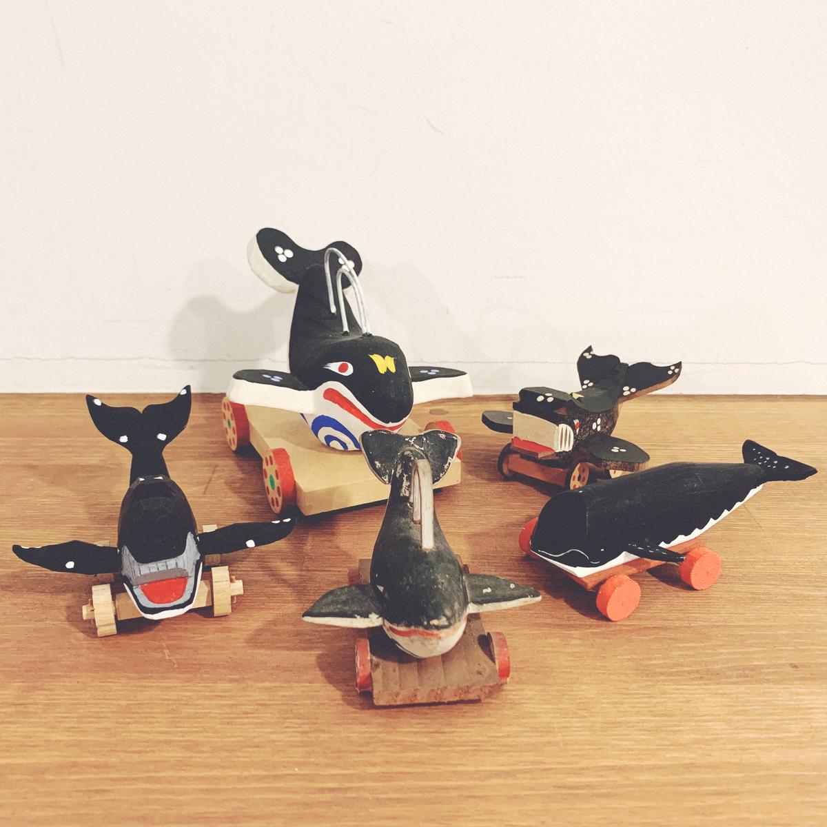 鯨車・木彫（土佐/岡林藤吉作）