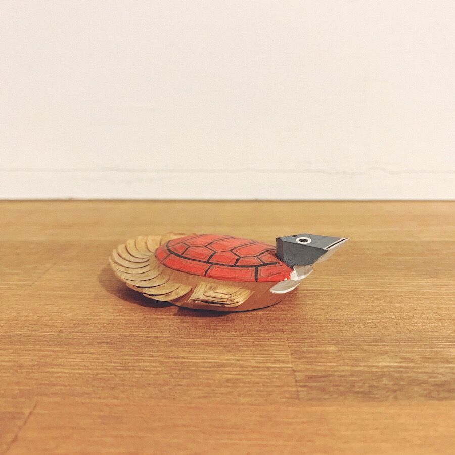 逸品明治期頃？一刀彫亀人形木彫彩色おたかぽっぽ笹野郷土人形郷土玩具