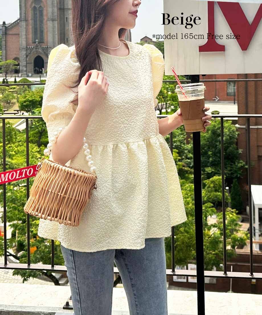 パフスリーブペプラムトップス | 韓国ファッション 高速ターミナル