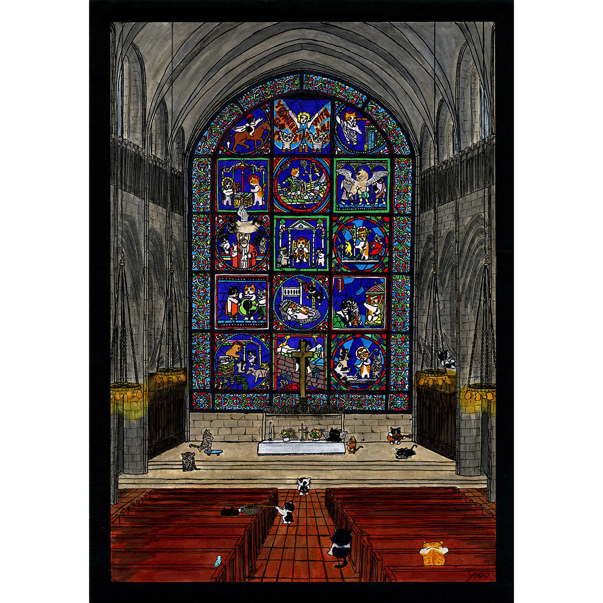 イラストa4サイズ 教会 黒風船 Kuro Fuu Sen