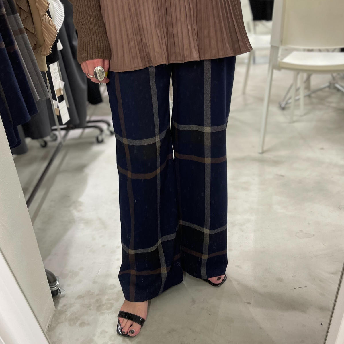 【5%OFF】 チェックワイドパンツ BIG - カジュアルパンツ