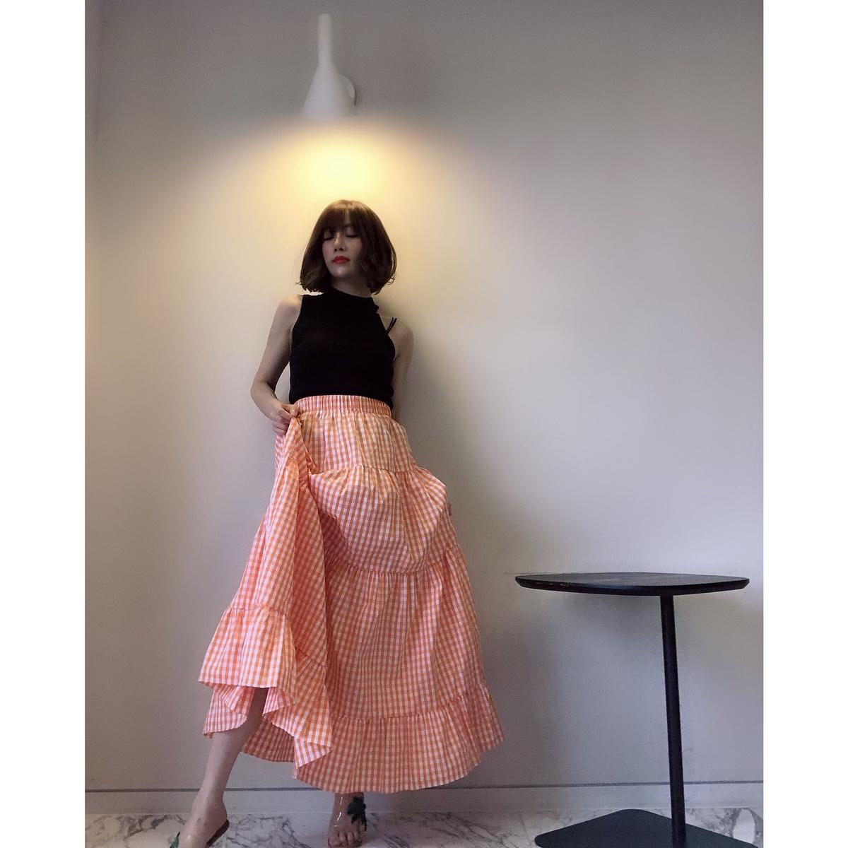 ビタミンカラーギンガムチェックマキシスカート Amira