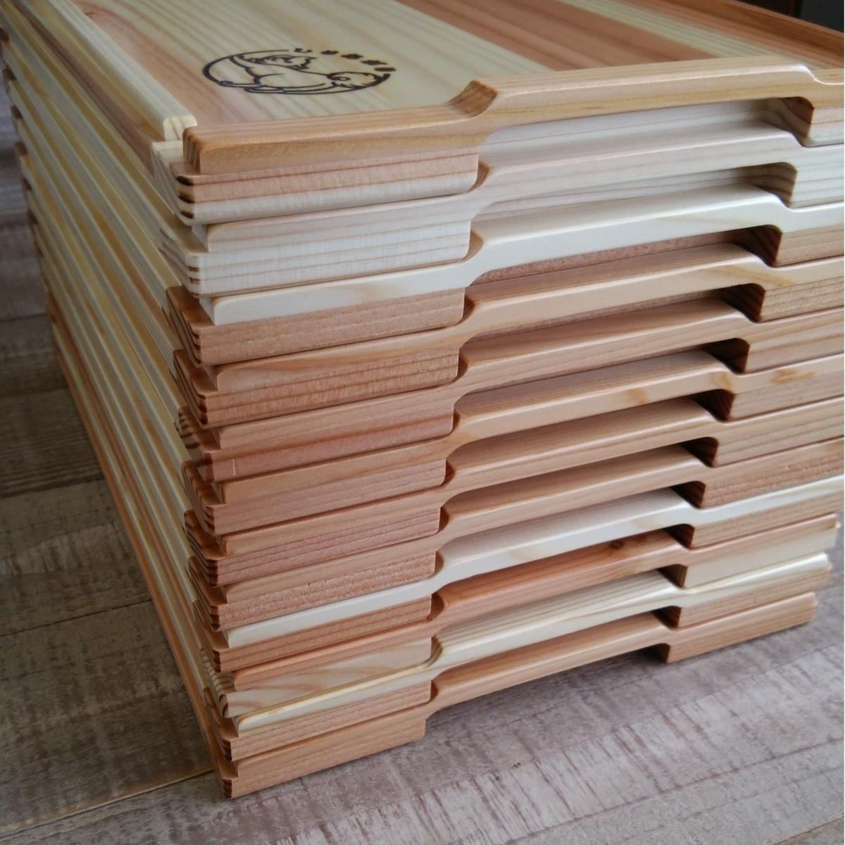 しりあがり 杉のスタッキングトレイs送料込 木製品の共栄