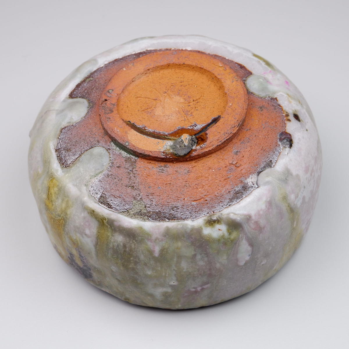 村田 珠光   鬼志野砧花入れ 村田珠光作(村田哲夫) 燿変鬼志野 抹茶碗 共箱付き(箱書き有)