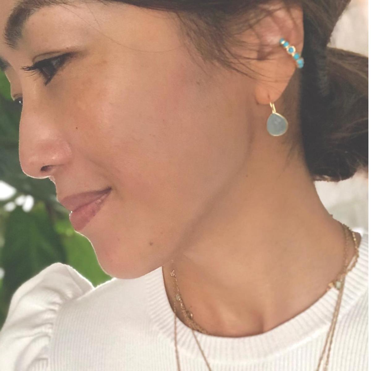 ストレッチドビー talkative シーブルカルセドニーピアスL sizeペア