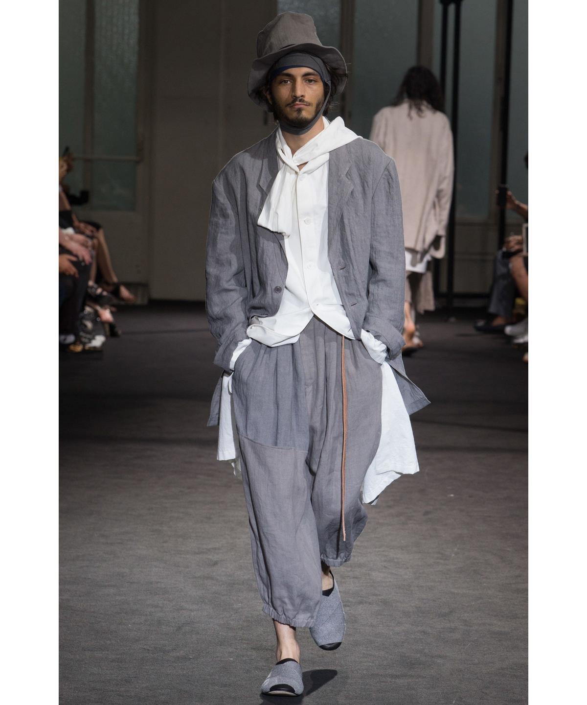 17ss yohji yamamoto POUR HOMME 裾ゴムシャデザインパンツ HD...