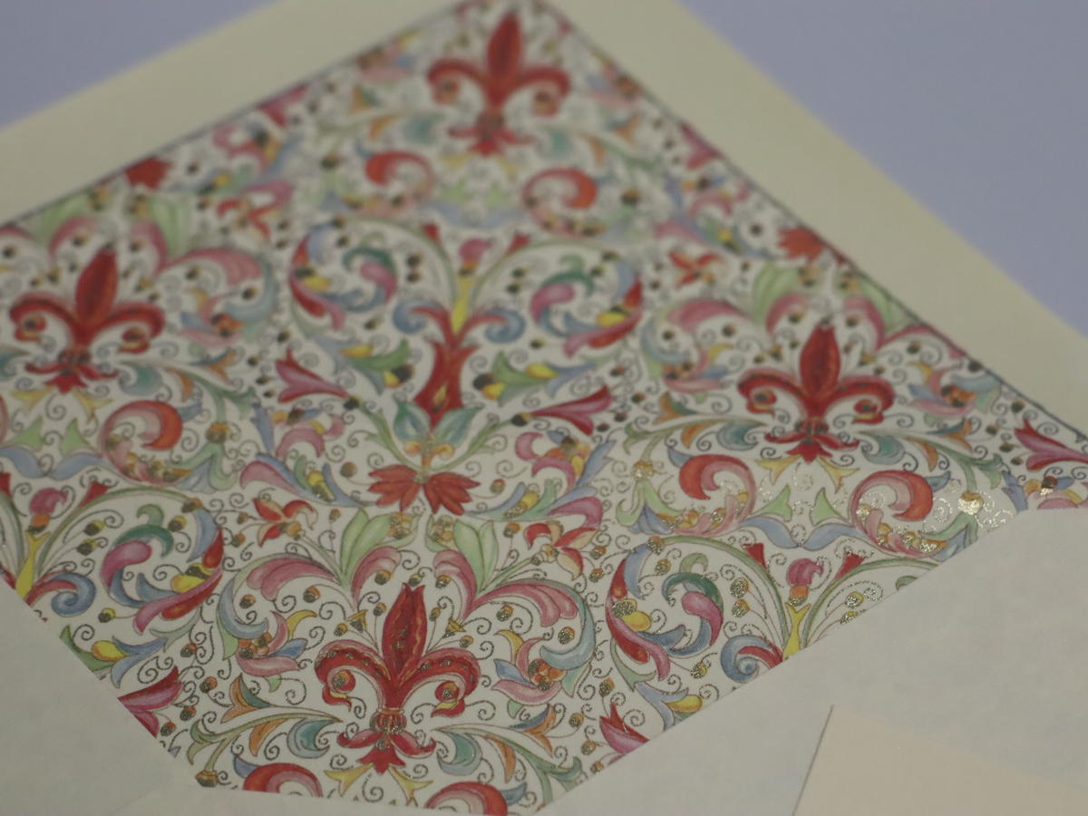 イタリア 伝統柄カード 封筒セット ジリオの花柄 Lagreya ラグレア