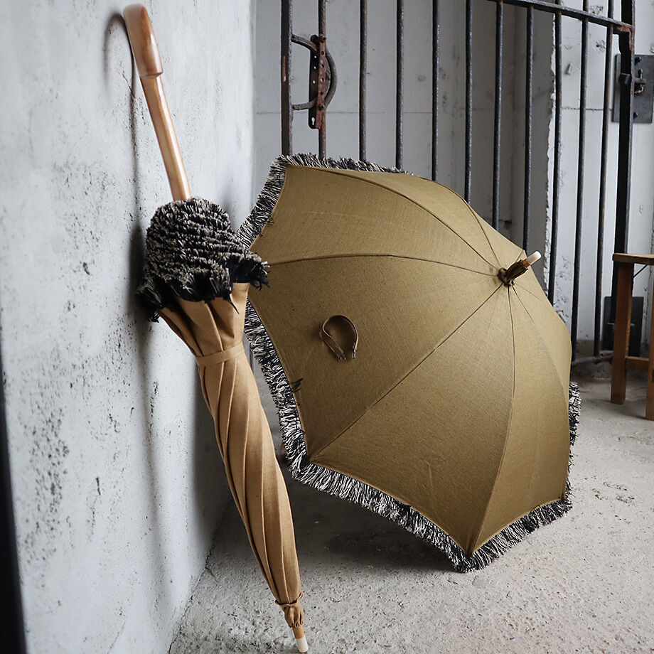 tabrik タブリク　日傘 Tabrik parasol khaki x pink stripe | nii-B | W