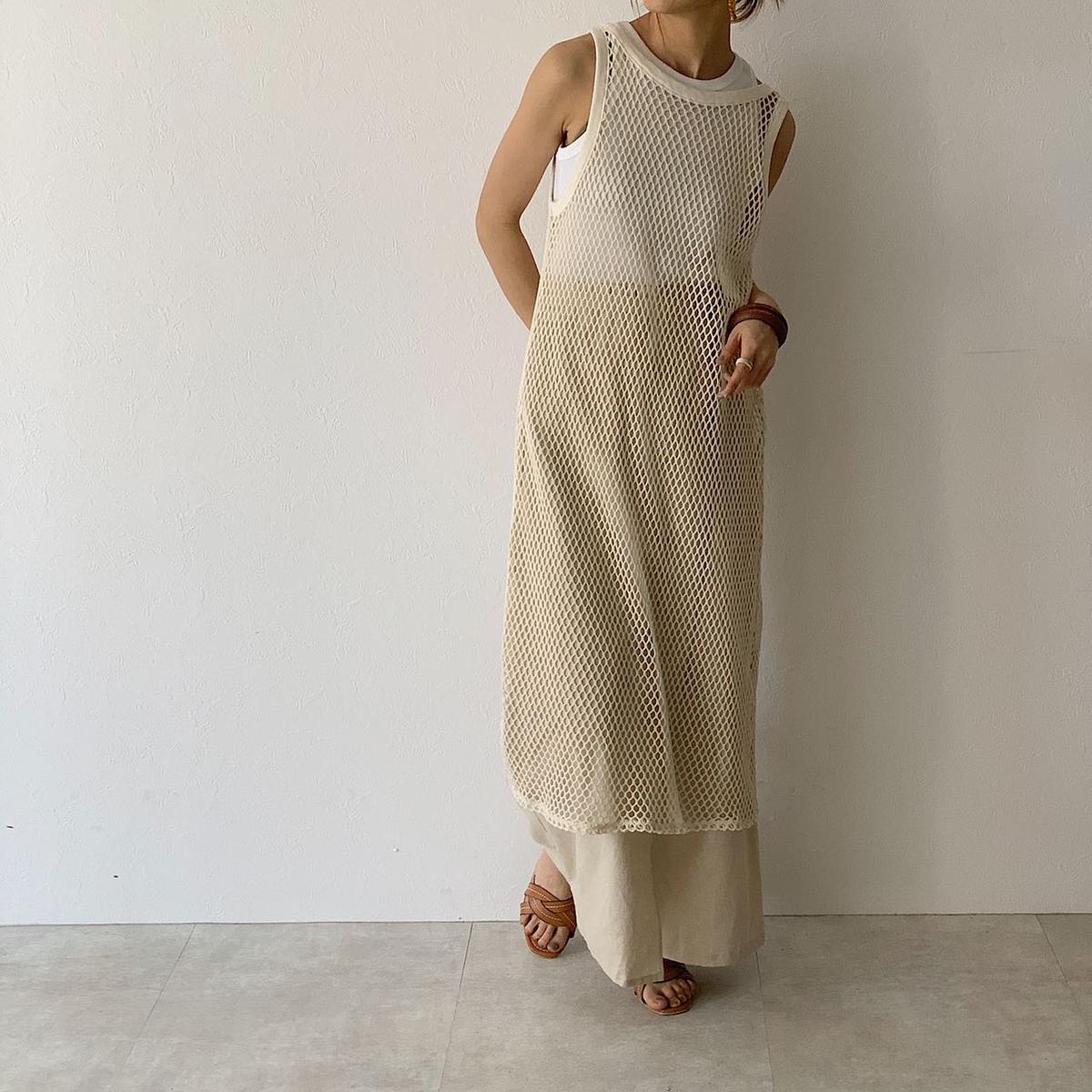 Onepiece 日本製 メッシュネット 2way エプロンワンピース エクリュ