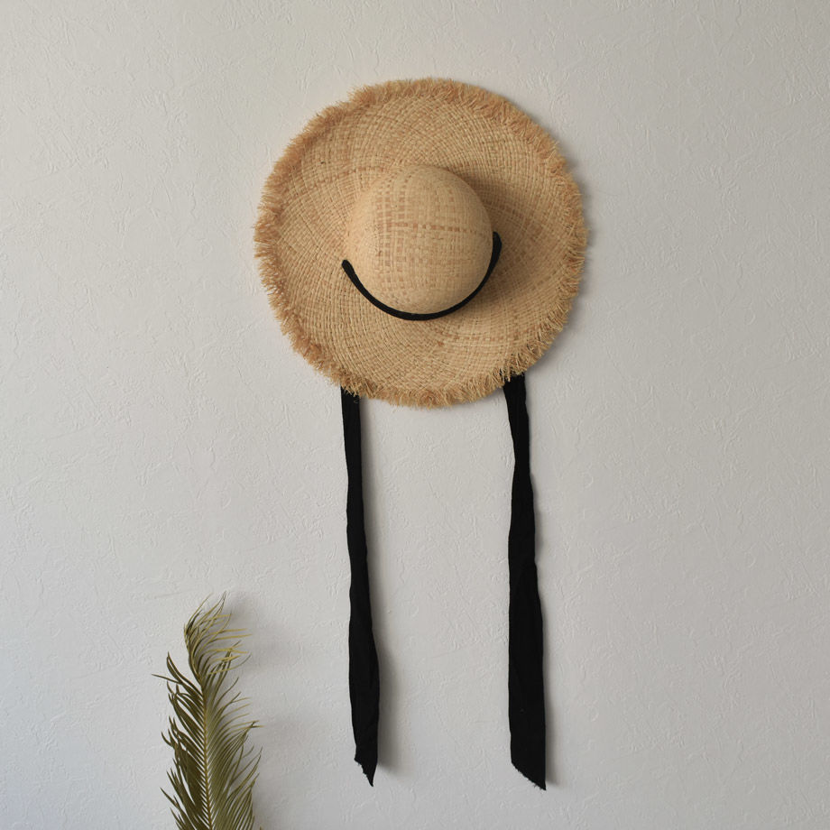 Cap 019 ラフィア つば広 ボーラーハット あご紐 L A V I S H G