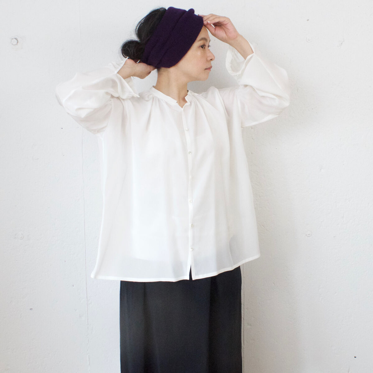 定番】humoresque(ユーモレスク)gather blouse silk シルク100...