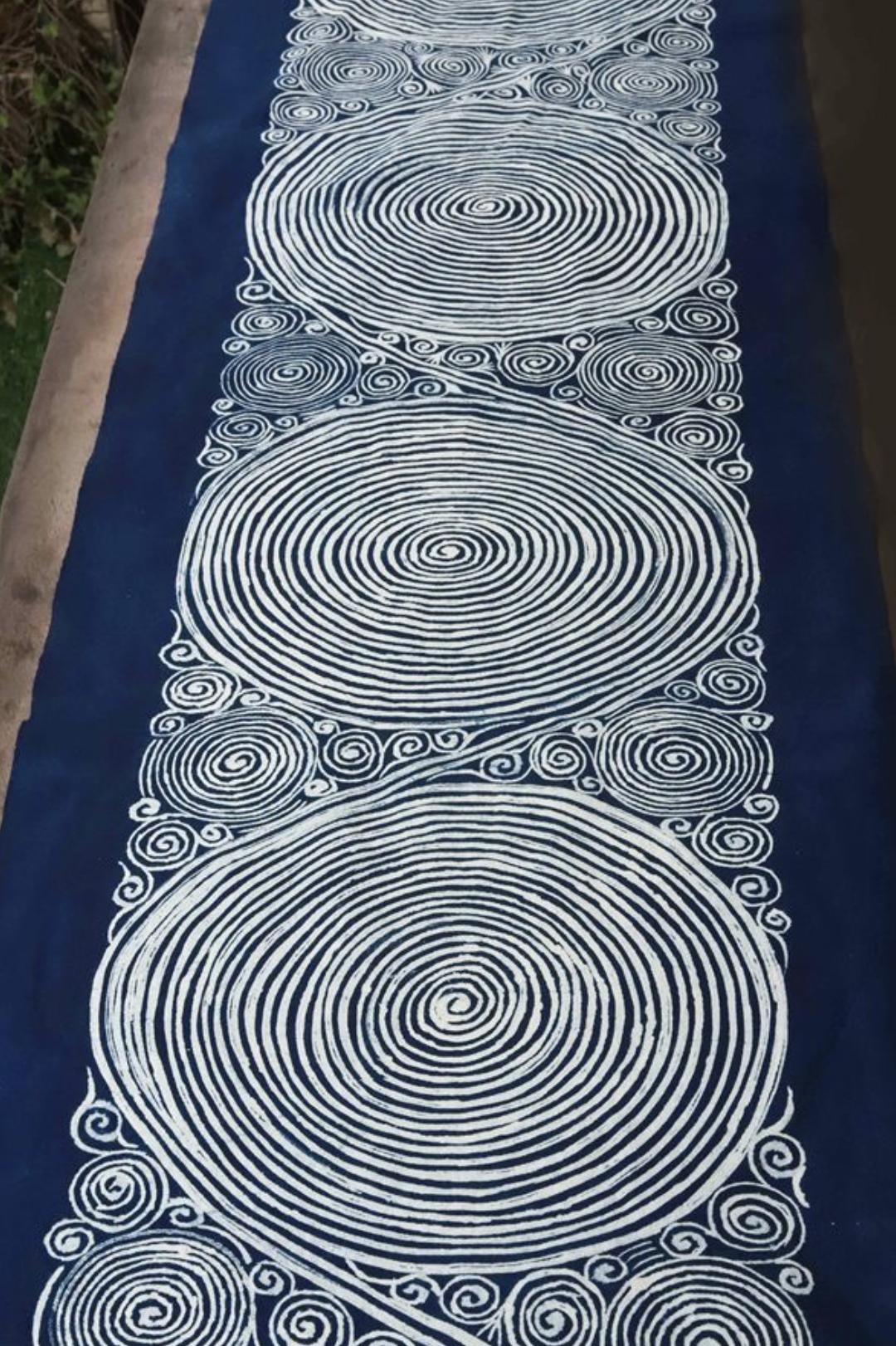 アフリカ ブルキナファソ ボゴラン 藍絞り布 クロス タペストリー