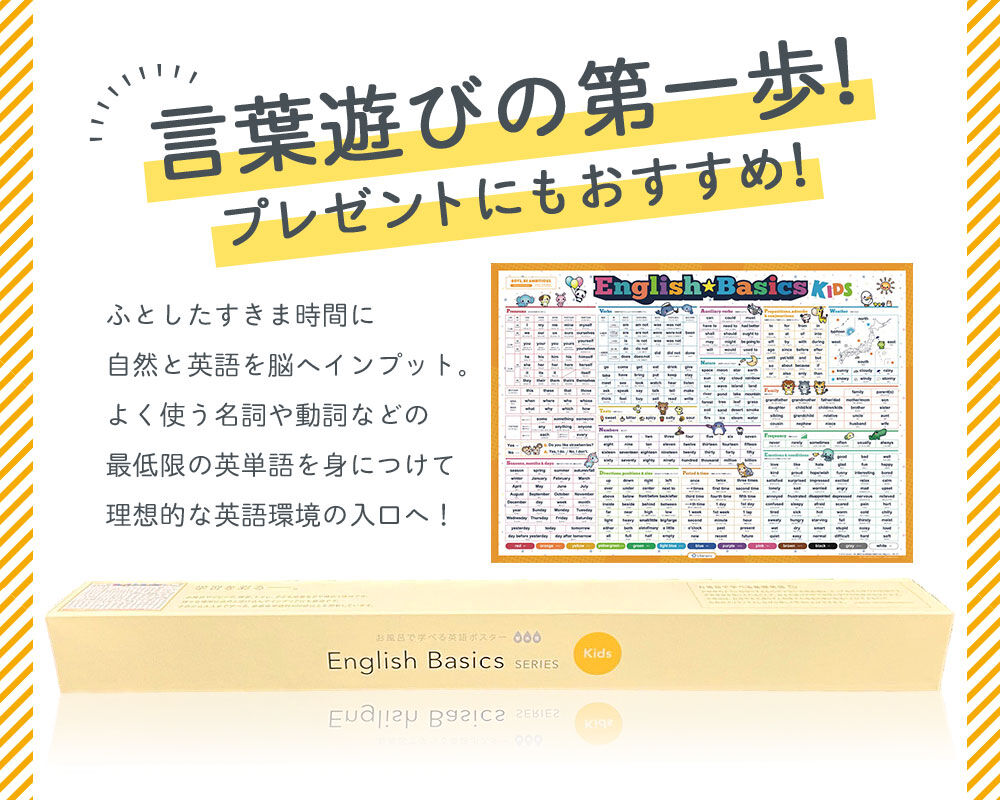 お風呂で学べる 基本の英単語ポスター子供用 ひらがな表記 English Basicポスタ