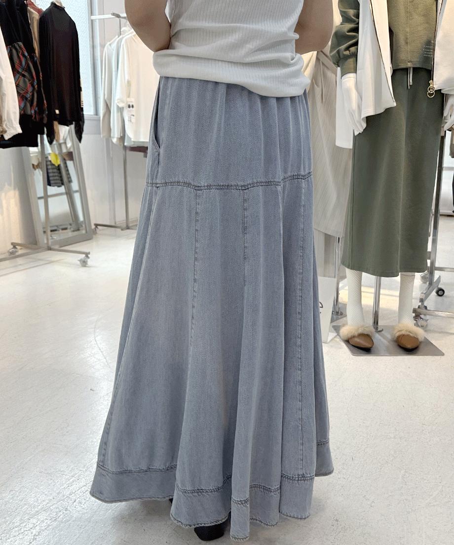 人気ブランドの スカート デニム テンセルデニムセミフレアスカート