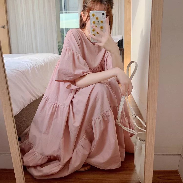 レディース ティアードワンピース フレアワンピース ハイウエスト ダボダボ ガーリー フェミニ