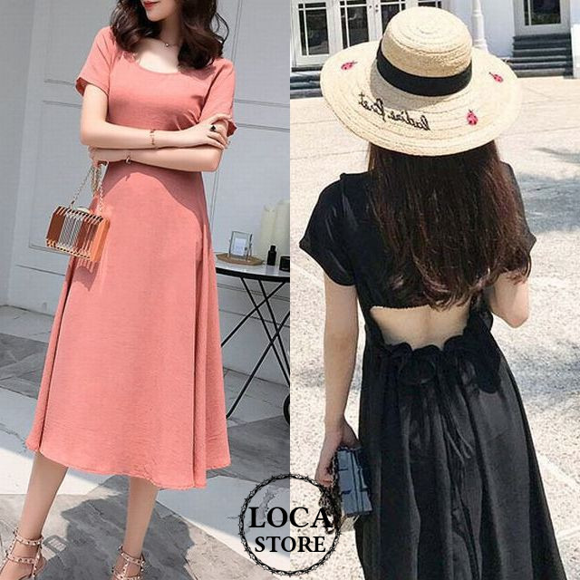 レディース ロングワンピース 背中開き 背中見せ ロング丈 ガーリー 韓国ファッション D レディース ロングワンピース 背中開き 背中見せ ロング丈 ガーリー 韓国ファッション D